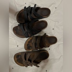 2 pairs of Birkenstock sandals - brown & black size 39